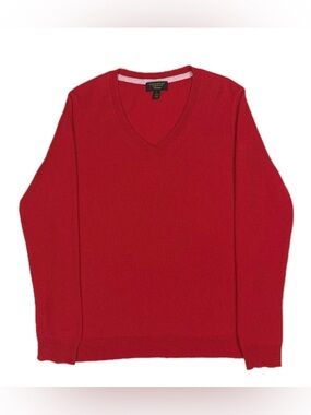 Charter Club Luxury 100% cashmere red v neck knit sweater women’s large
